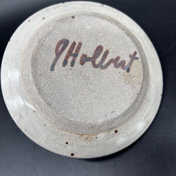 Handmade Art Pottery Ring Dish Blue Flowers (F) - Picture 3 of 3